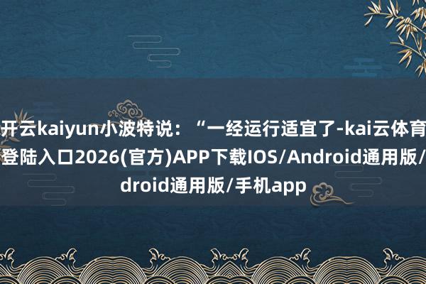开云kaiyun小波特说：“一经运行适宜了-kai云体育网页app登陆入口2026(官方)APP下载IOS/Android通用版/手机app